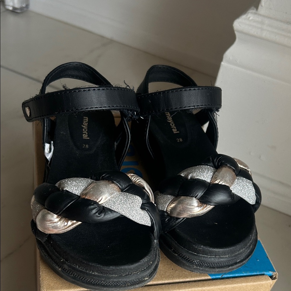 Mayoral Black and Silver Kids Sandals